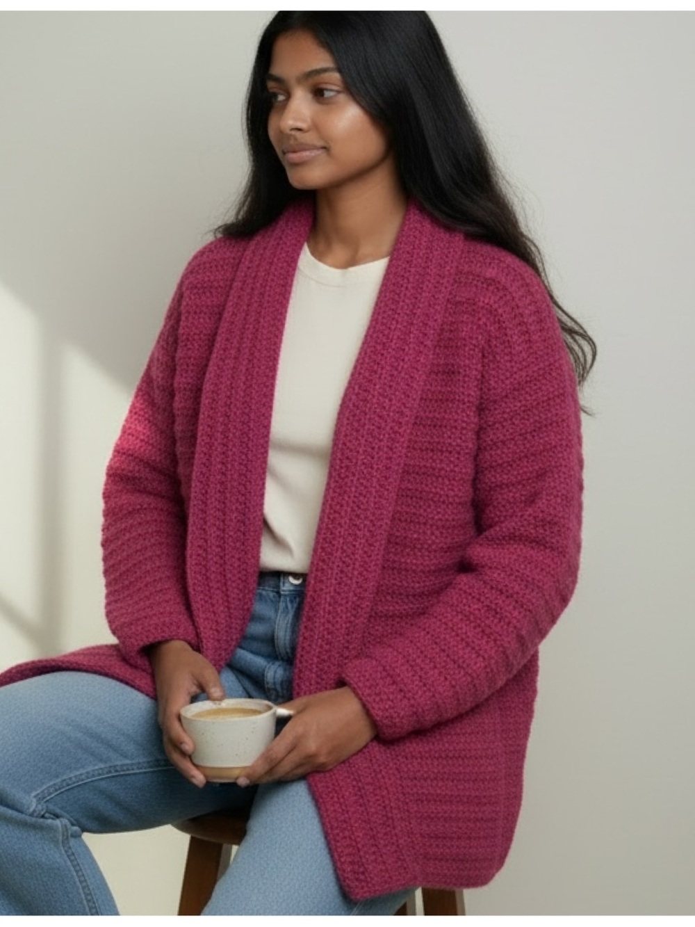 #3050 ‼️NEW‼️ Hand Crochet Merino Wool & Alpaca Cardigan